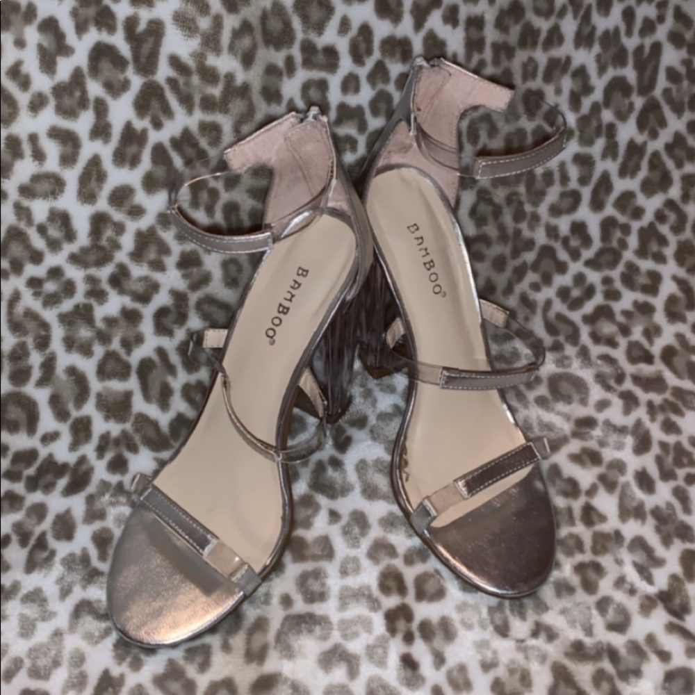 Silver/clear heels